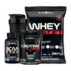 Imagem de Combo Whey Protein Turbo + Bcaa + Creatina Refil - Black Skull (Baunilha)