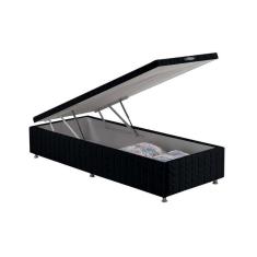 Imagem de Cama Box Baú Universal Solteiro Bordado Black (88x188x35) - Anjos