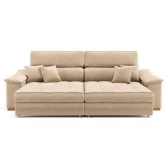 Imagem de sofá 3 lugares retrátil e reclinável raul veludo bege