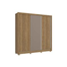 Imagem de Guarda Roupa Casal 3 Portas de Correr e 2 Gavetas c/ Pés CB03M570 Nogueira/Fendi - Kappesberg