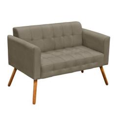 Imagem de Sofá Retrô Namoradeira Elisa Suede Marrom Rato - D'rossi - Ibiza