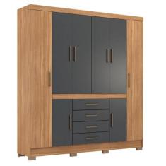 Imagem de Guarda Roupa Casal 8 Portas E 4 Gavetas New Realce Amendola Grafito -