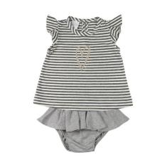 Imagem de Conjunto Bebê Malha Listrada Crisp Coração e Shorts-Saia em Cotton - G