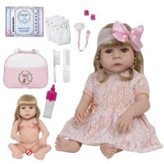 Imagem de Boneca Tipo Reborn Menina Recém Nascida + Diversos Itens - Cegonha Reb