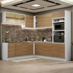 Imagem de Cozinha Completa de Canto Madesa Glamy 459001 com Armário e Balcão (sem Tampo e Pia) - Branco/rustic