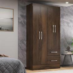 Imagem de Guarda-Roupa Solteiro Europa 4 Portas 2 Gavetas Cor Cacau