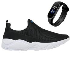 Imagem de Tênis Masculino Esporte Eficaz Para Treino Acabamento de Alta Performance Leve Caminhada + Relógio-Masculino