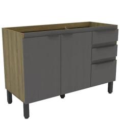 Imagem de Balcão Pia Mademovel 2326 Magnolia 120cm 2 Portas 3 Gavetas Sem Tampo