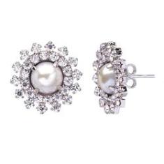 Imagem de Brinco Com Cristais e Perola Folheado A Metalico