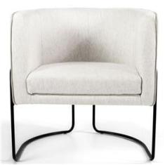 Imagem de 02 Poltronas Decorativas Sala De Estar Base Aço  Creme