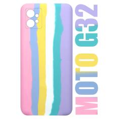 Capa Capinha case aveludada Arco Iris Candy Algodão Doce Compatível Moto G32 XT2235 6.5 - Cell In Power25