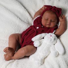 Boneca Reborn BABESIDE preta de 50 cm com kit de alimentação para crianças