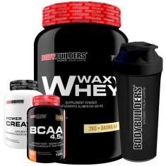 KIT Whey Protein Waxy Whey 2kg + BCAA 100g +  Creatina 100g + Coqueteleira – Bodybuilders-Unissex