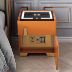 Mesa de cabeceira do quarto com cofre, com estação de carregamento e portas USB/Tipo C Mesa de cabeceira LED com brilho ajustável, mesa de cabeceira moderna para quarto, escritório