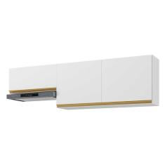 Kit 2 Armários De Cozinha Aéreos 3 Portas Veneza Multimóveis Mp2145 Branco/dourado Branco/dourado