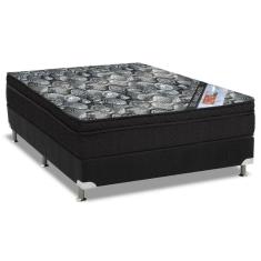 Cama Box Viúva: Colchão Molas Bonnel Ortobom Nanolastic Iso Firme + Base Crc Suede Black(128X188)