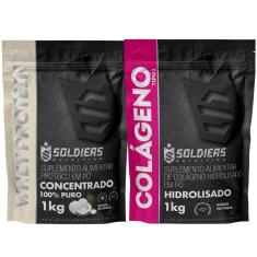 Kit: Whey Protein Concentrado 1Kg + Colágeno Hidrolisado 1Kg - 100% Importado - Soldiers Nutrition-Unissex
