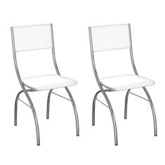 Conjunto com 2 Cadeiras Dubbo Branco e Cromado