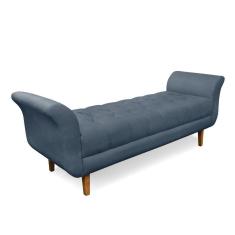Recamier Olinda Suede Azul Marinho 160 Cm Pés Chanfrado Castanhos - D`rossi