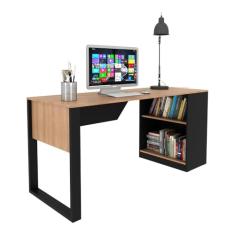 Mesa para Escritório com Armário 160cm Multimóveis Cr25264 Amêndoa/preto