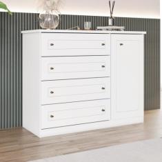 Cômoda Infantil 4 Gavetas 1 Porta Americano - Henn