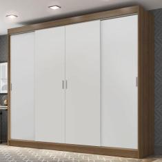 Guarda-Roupa Casal Madesa Austin 4 Portas de Correr 3 Gavetas, Rustic/