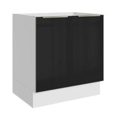 Balcão Madesa Lux 70 cm 2 Portas - Branco/Preto (Sem Tampo), Branco/Pr