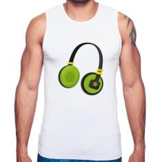 Regata Headphone Verde - Foca na Moda, Branco, G
