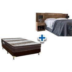 Cama Box Casal CRC + Colchão Ortopédico Light Ortobom + Cabeceira Plus Atacama-Jatobá