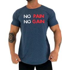 Camiseta Longline Manga Curta MXD Conceito No Pain No Gain, M, Azul pe