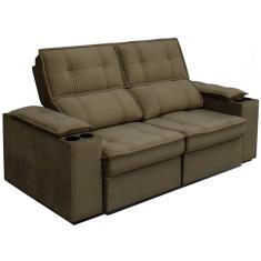 Sofá 2,54 Metros Reclinável Gralha Azul Ferrara, Veludo - 3016