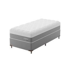 Cama Box Solteirão com Colchão Sublime Mola Ensacada e Espuma Viscoelástica (32x108x198) Cinza e Branco