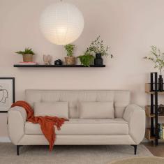 Sofá 3 Lugares Piacenza Linho Bege 202 cm