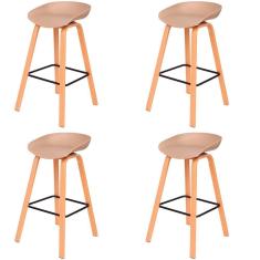 Kit 4 Banquetas Toledo Fratini 83 (altura) Revestimento Polipropileno Fendi Base Em Aço E Apoio De Pé Preto