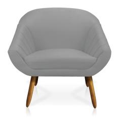 Poltrona Giovana Suede Cinza PéS Palito Castanho D'Rossi