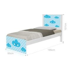 Cama Solteiro Adesivada Nuvem Menino com Colchão - Kids Mobili