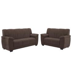 Conjunto de Sofá 2 e 3 Lugares Turim Veludo Luizzi (Marrom)
