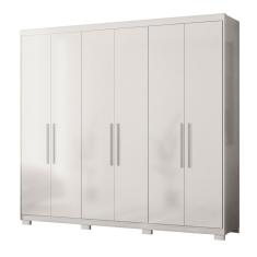 Guarda Roupa Casal 6 Portas 4 Gavetas 4 Prateleiras Venice Branco com Pés - Demóbile