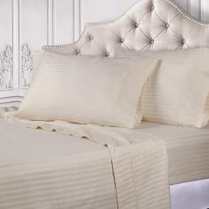 Superior Jogo de lençol de cama de algodão egípcio de 400 fios, 1 lençol elástico com bolso profundo, 1 lençol de cima, 1 fronha, lençóis de uso diário, itens essenciais de casa de luxo, design