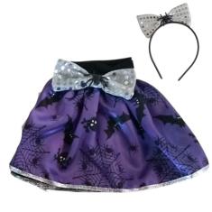 Fantasia Saia Cetim com Tiara Halloween