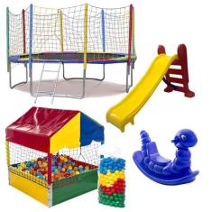 Cama Elástica Pula Pula 3,05m Resistente Piscina de Bolinhas 1,00m 500