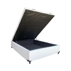 Cama Box Baú Casal Linhão Branco Com Pistão A Gás, Estrutura Reforçada