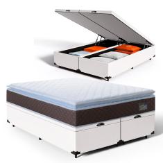 Cama Box Baú com Colchão de Espuma D33 Pillow Top Comfort Luxo King 193cm