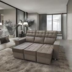 Sofá Retrátil e Reclinável 3 lugares Londres 2.10cm C/Molas - Veludo -