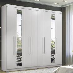 Guarda-roupa 8 Portas 4 Gavetas Master New com Espelho e Pés Branco