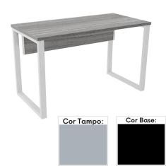 Mesa de Escritório Pé Tubular PE25 em MDP 170 x 70 cm Cinza com Base Preta