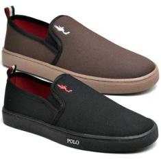 Kit 2 Pares Tênis Slip On Masculino Lona Dia a Dia Casual-Masculino
