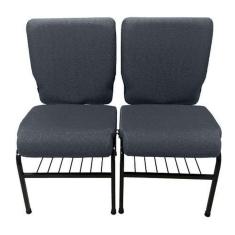 02 Cadeiras Para Igrejas C/ Porta Biblía E Porta Cálice Cinza