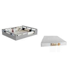 Cama Casal Infantil Montessori Potente Cinza Com Colchão D33
