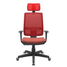 Cadeira Office Brizza Tela Vermelha Com Encosto Assento Concept Rose R
